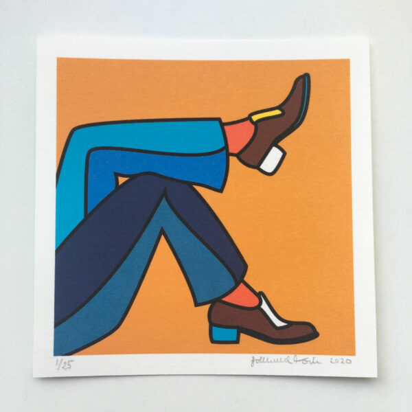 Mini art print of an illustration of two men feet in a relaxing pose.